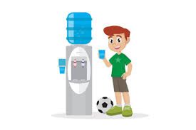 boy drinking water in water cooler