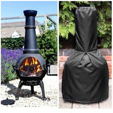 The fireplace is meshed, which allows for 360 views of the fire, and it can be easily accessed through a latch door in front. Black Patio Outdoor Chiminea Cover Waterproof 210d Durable Oxford Garden Heater Cover Uv Protective Chimney Fire Pit Large Heater Cover Outdoor Fireplace Accessories Fire Pit Covers