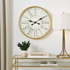 Modern Wall Clock With Gold Metal Trim