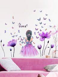 4pcs Tulip Little Girl Erfly Wall
