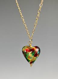 Murano Glass Pendant Necklace Heart