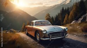 Classic Car Parked In The Mountains In