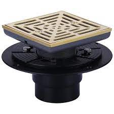 4 5 in gold floor drain with square stainless steel e strainer 73105g