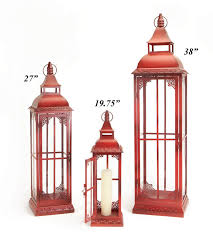 set of 3 extra tall red candle lanterns