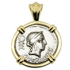 roman venus denarius coin gold pendant