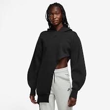 Women's Nike Sportswear Tech Fleece Oversized Asymmetrical Hoodie in Black