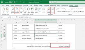 headers and footers in microsoft excel