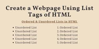 create a webpage using list s of