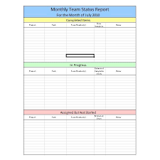 Sample Team Monthly Report Template In Excel Free Download
