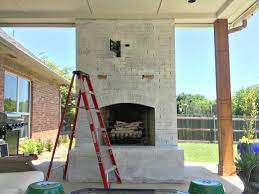 Diy Painted Brick Exterior Fireplace