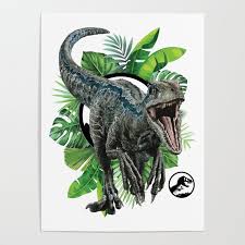 velociraptor blue poster by