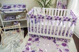 Purple Elephant Fl Crib Bedding Set