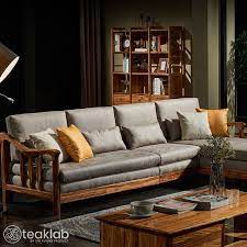 l shaped wooden sofa