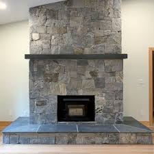 Modern Stacked Stone Fireplace Photos
