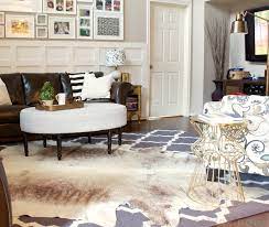 a cowhide rug accident with a happy