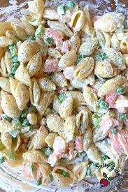 seafood pasta salad with shrimp in