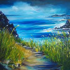 watercolor painting irish seaside