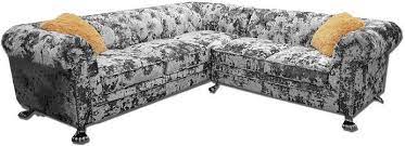 8 silver double crushed velvet corner sofa