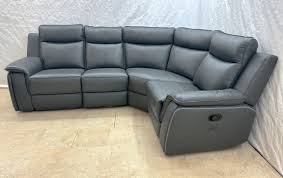 leather manual rec corner sofa