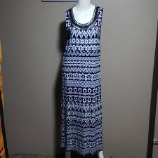 Jones New York Sport Blue White Maxi Dress M