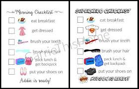 Morning Checklist Personalized Printable Morning Checklist For Superhero Boys