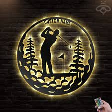 Custom Golfing Metal Wall Art With Led
