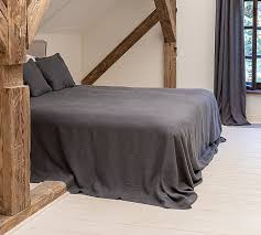 Charcoal Grey Linen Bedspread Dark Grey