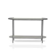 Gun Metal Oval Wood Console Table