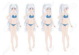 Beautiful Anime Manga Girl In Swimsuit Bikini. Different Postures And Turns  Of The Head Royalty Free SVG, Cliparts, Vectors, And Stock Illustration.  Image 103279477.