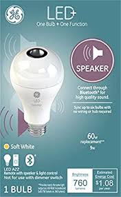 Ge Led Speaker Light Bulb Bluetooth Light Bulbs With Speaker A21 60 Watt Replacement Soft White Linkable Bluetooth Speaker Light Bulb 1 Pack Amazon Com