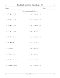 The Solving Quadratic Equations With