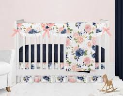 Blue Fl Nursery Crib Bedding