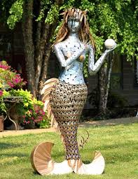 Giant Metallic Mermaid Statue Only 2