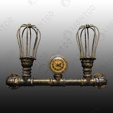 Wall Light Steampunk Double With Clock
