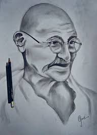 occasion of 2 October Gandhi Jayanti... Mahatma Gandhi (Father of our  Nation) | My Art Gallery | Sketches, Gandhi, Art