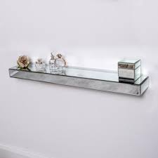 mirrored floating wall shelf silver
