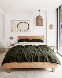 Olivgrüner Leinen Bettbezug Luxuriöses