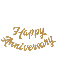 Happy Anniversary Banner Gold Foil Love Of Character