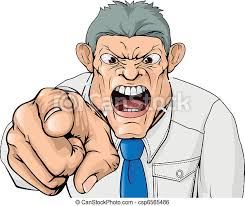 El jefe insultante gritando y señalando. Ilustración de un jefe abusador  gritando y señalando. | CanStock
