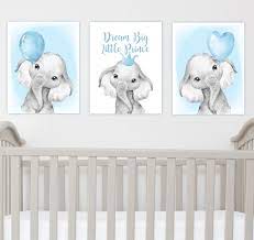 Baby Boy Nursery Wall Art Baby Elephant