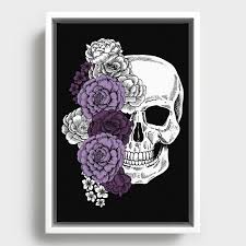 Skulls Flowers Horror Gothic Purple