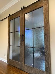 Barn Door With Textured Glass Insert