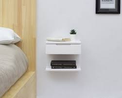 White Floating Nightstand Wall Mounted