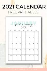 Download blank monthly calendar vertical. Cute 2021 Printable Calendar 12 Free Printables