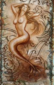 Nude Mermaid Print of a Mermaid on the Rocks - Etsy