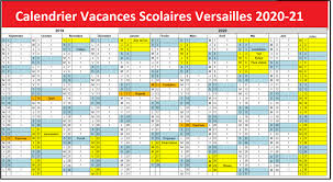 Nombre de jours de classe sur l'année scolaire : Calendrier Vacances Scolaire Versailles 2020 Zone A B Calendrier 2020