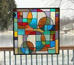 Square Multi Color Modern Stained Glass