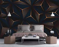 Geometric 3D Wallpaper with Golden ...