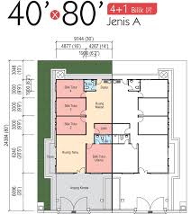 Pelan rumah 1 tingkat 4 bedroom 3 bathroom (2152 kaki persegi). Teobros Taman Tanjong Minyak Perdana
