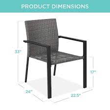 Best Choice S Set Of 2 Stackable Wicker Chairs W Armrests Steel Conversation Accent Furniture For Patio Gray